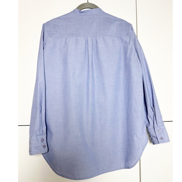 Boden Chambray Collarless Button Down Shirt Blue Size 8 - Picture 4 of 7